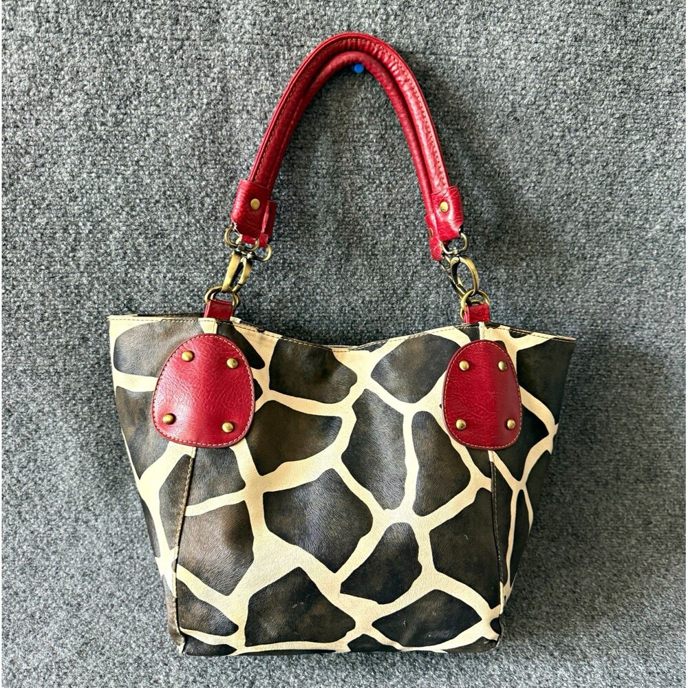 Yik Fun Cow Prints Satchel Top Handle Bag Multicolor Double Handles Zip Pockets